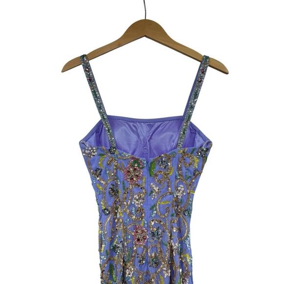 Sherri Hill Purple Fully Beaded Gown Dress Prom Pageant Womens Size 0 - Picture 12 of 16